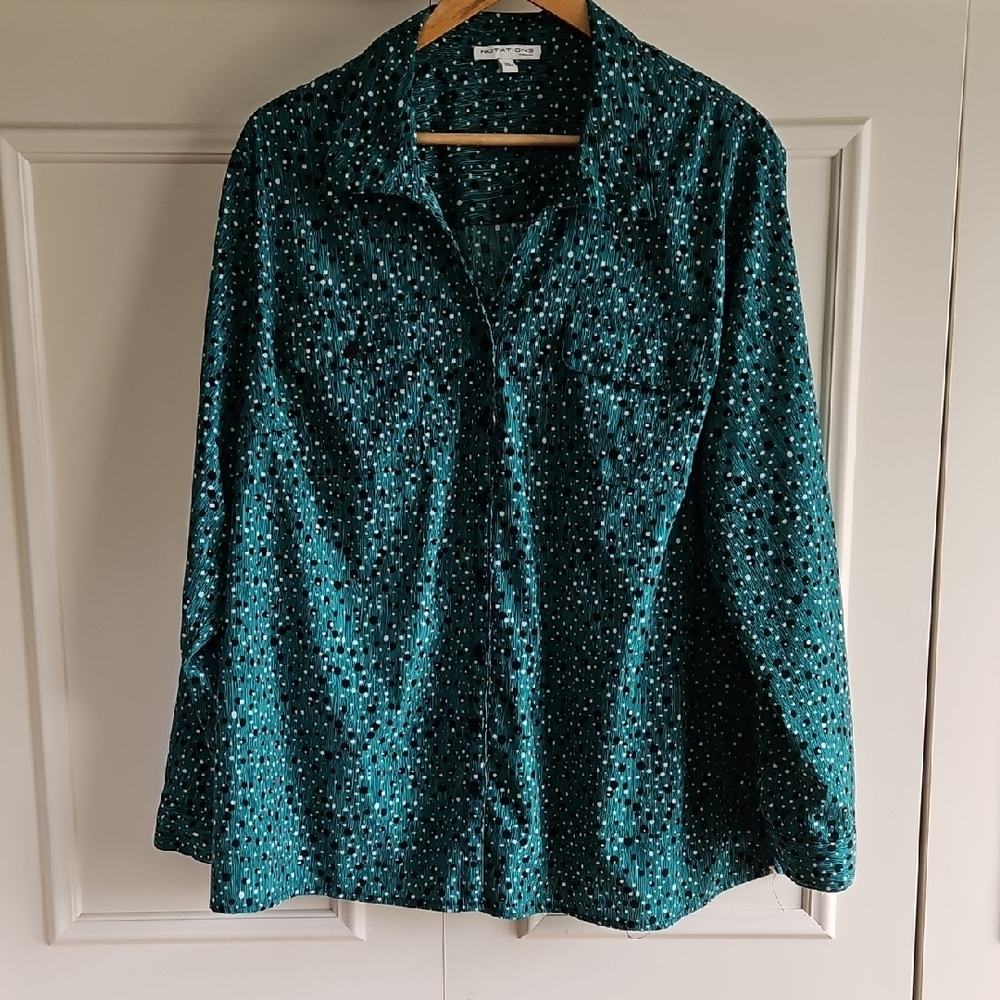 Teal Polka Dot Button-Up Shirt